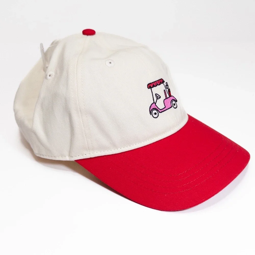 Frasier Sterling Sport Golf Cart Embroidered Dad Hat Cream Red‎